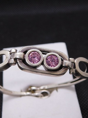 Silver bracelet 925 with pink zircon