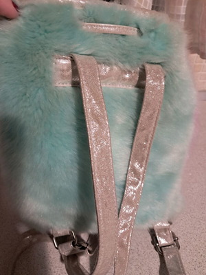 Fur bag children's acrylic fur like new pink and turquoise