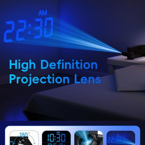 LED Clock with Projector and Dual Alarm USB Port like new