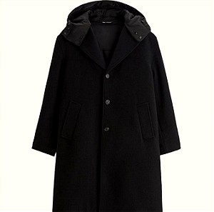 Παλτό μάλλινο μαύρο με επένδυση ισοθερμικη Large.