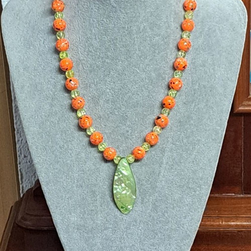 Vintage and modern mineral necklace, beige and brown tones