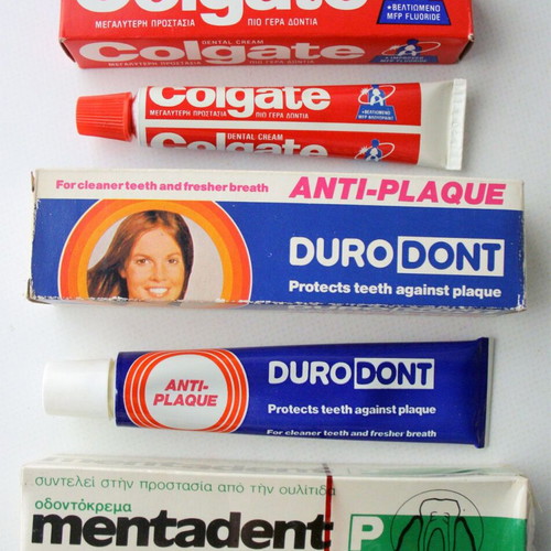 Vintage 70's Colgate Duro Dont Mentadent Toothpastes Pack of 3 new