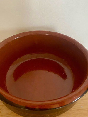 Vintage Ceramic Pottery Clay Casserole Used, 1950s Rustic Kitchenware
