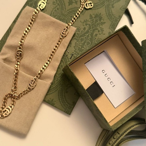 Gucci Interlocking G Gold-Tone Chain Necklace new with box