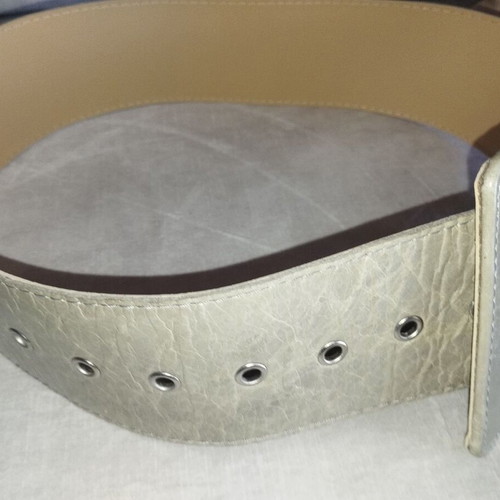 Wide waist belt like new, ice grey with large buckle