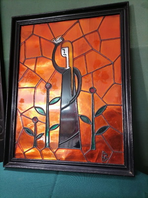 Βιτρό κάδρο μεταχειρισμένο, έργο τέχνης 45x36