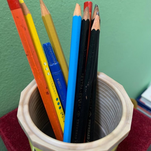 Promotional pencil holder calendar used