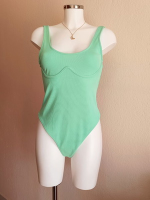 Bershka Mint Ribbed Bodysuit Size M Like New