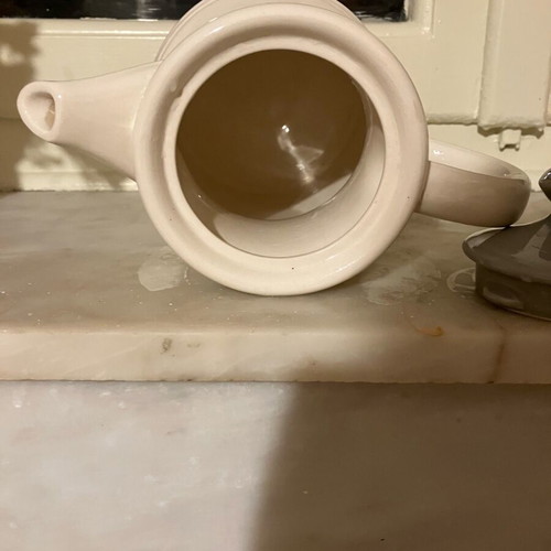 Stiltons teapot like new with red flowers and gray lid