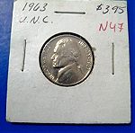  Σετ 6 νομίσματα Αμερικής 5 Σεντς από 1941 έως 1972 .