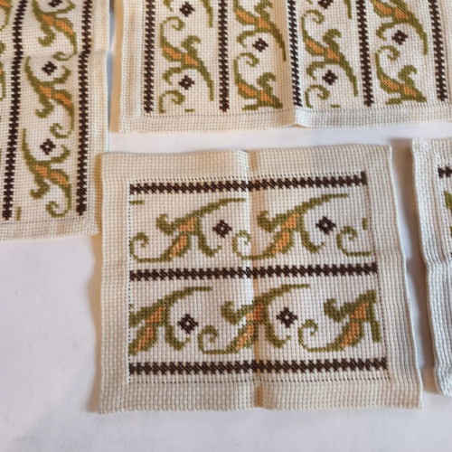 Vintage handmade set of 6 embroidered table linens