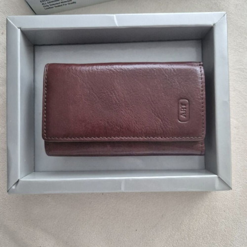 Art men's leather wallet, brown