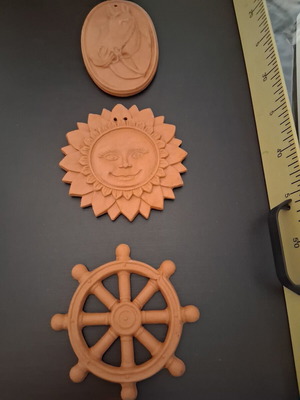 Clay wall decoration, terracotta color, pack