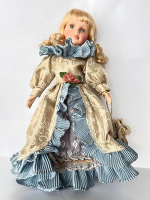 Vintage doll used, 40 cm, porcelain face and limbs