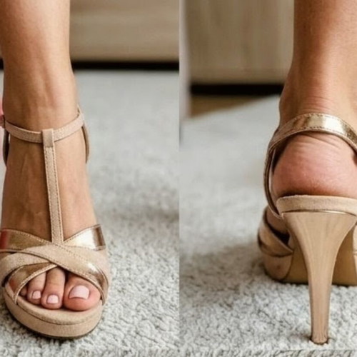 Mariamare Rose Gold & Nude Heeled Sandals size 40 like new
