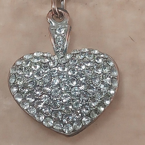 Heart keychain vintage used with sparkling stones