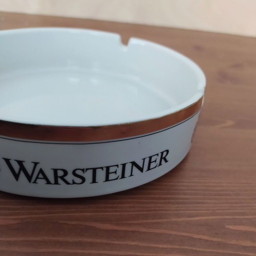 Warsteiner beer ceramic ashtrays used, set of 2, 14.5 cm diameter