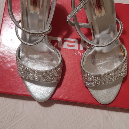 Nak high-heeled bridal sandals No 38 like new with rhinestones