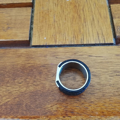 Dyrberg Kern ring like new, black metal and leather