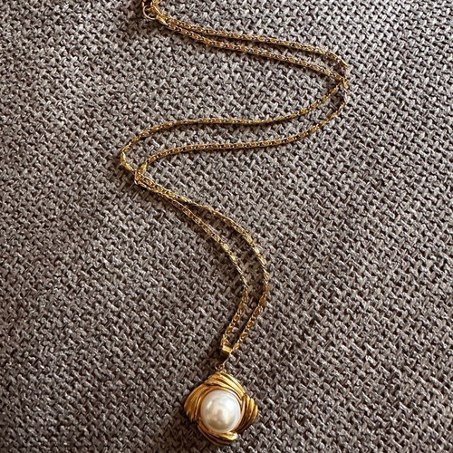 Vintage necklace with pearl gold-plated stainless steel new