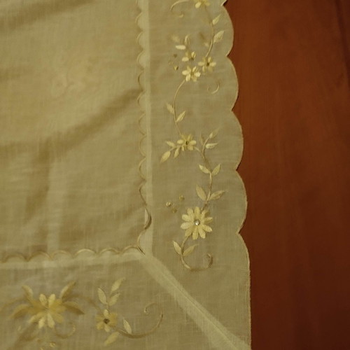 Set of three embroidered organza pieces used