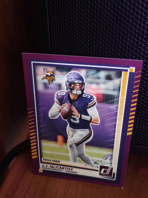 J. J. McCarthy Press Proof Purple κάρτα καινούργια, Panini Donruss NFL