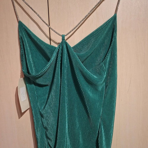 Draped green top with rhinestone straps new
