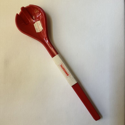 Grecostyl vintage salad serving set (80s), deadstock, red