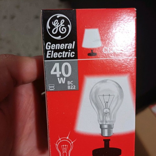 General Electric B22 40w incandescent bulb new, transparent