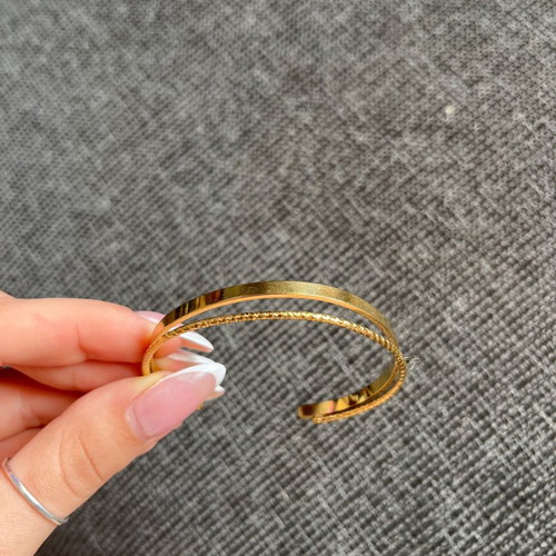 Gold stainless steel handcuff bracelet new