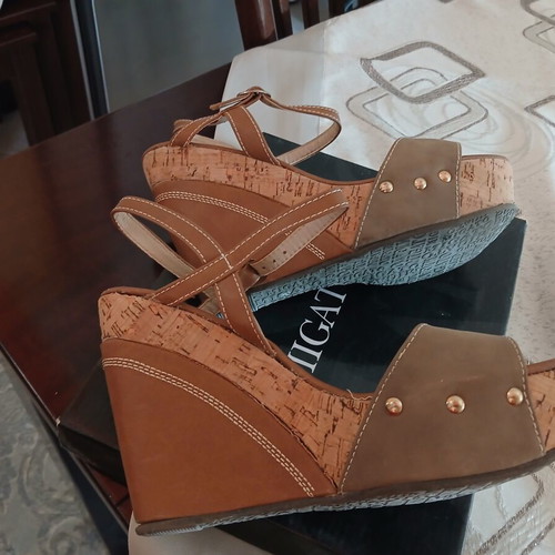 Brown platform sandals size 41, 10 cm heel