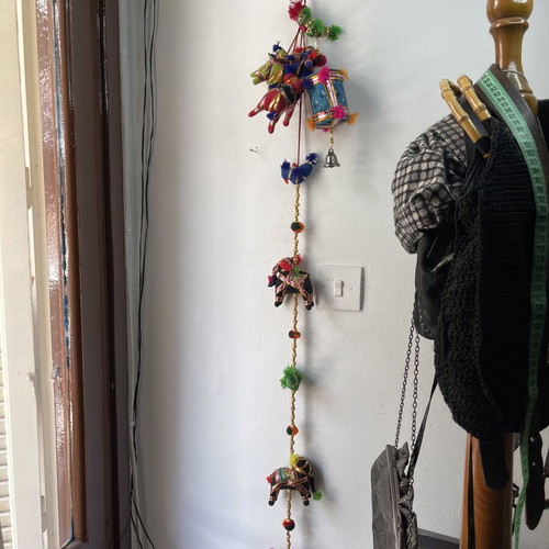 Ethnic Boho Wall Hanging Decorative Elephants and Bells like new