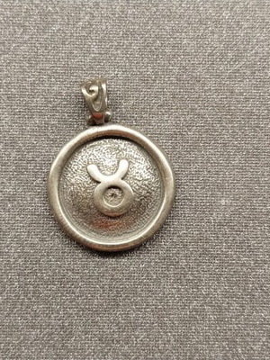 Silver Taurus Zodiac Pendant Oxidized Silver new