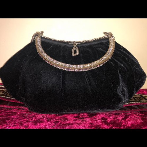 Evening velvet handbag with Swarovski stones new