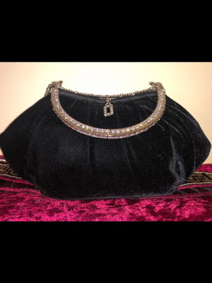 Evening velvet handbag with Swarovski stones new