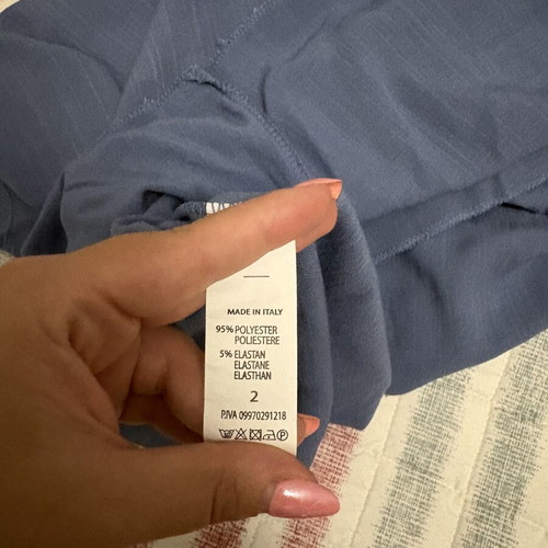 Blue oversized blouse with front twist, made in Italy, XL