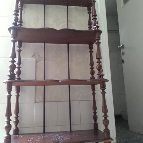 Wooden carved étagère vintage with four shelves