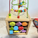Wooden educational activity cube for children
