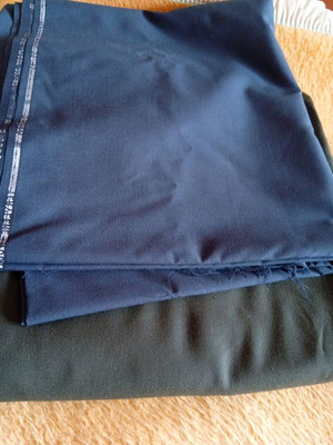 Set of two fabrics new, durable khaki and blue