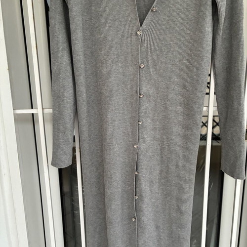 Zara Long Cardigan With Rhinestone Buttons Like New
