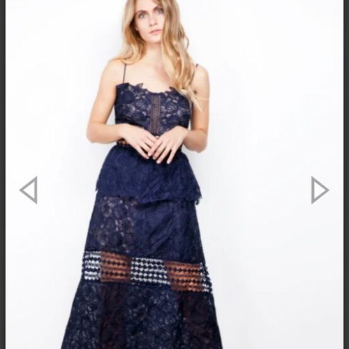 Lynne dress like new, blue, size 40 with lace and transparency