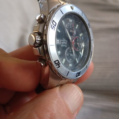 North Eagle men's wristwatch chronograph, silver, no strap