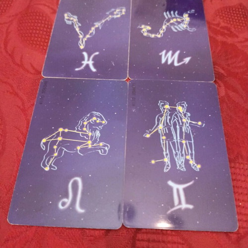 Zodiac phone cards used, set of 4, 1998, gold chip