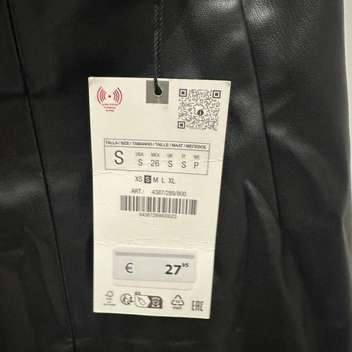 Zara leather skort new, size small, black