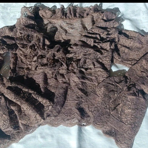 Vintage crop top brown lace with bell sleeve like new, one size