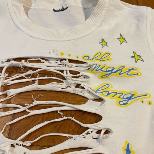 Men's club t-shirt used, size Small, white with star pattern