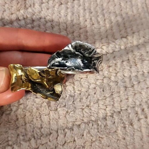 Silver handmade bracelet like new with gold-plated part
