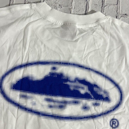Corteiz Halftone Island Tee, sizes M and L, white and blue