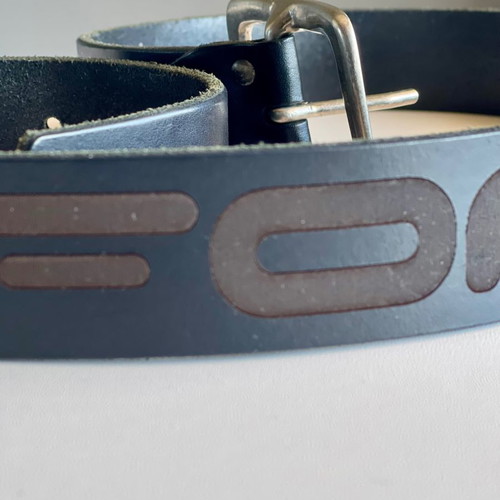 Fornarina women's belt used, black leather with silver buckle