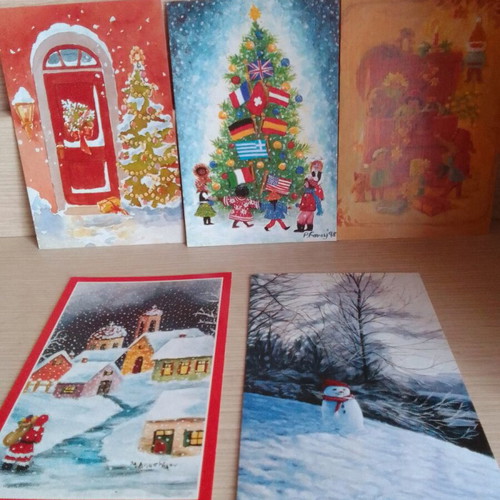 Christmas cards for wishes, 5 diptych, like new